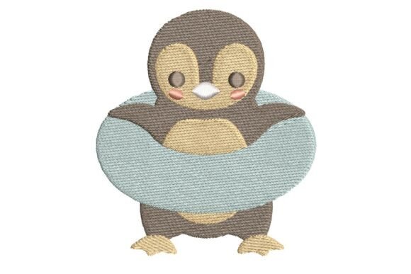 Cute Penguin in Life Buoy Embroidery Design Review