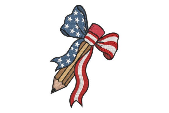 USA Flag Bow Pencil Embroidery Design Review