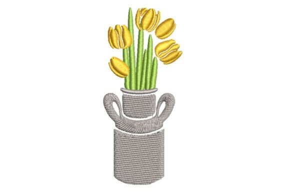 Yellow Tulips in Milk Can Embroidery Review